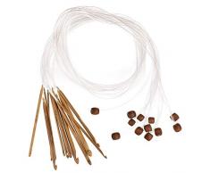 12 Stück Tunesische Bambus Afghanische Häkelnadel verschwelt Bambus Nadel Teppich Extended Crochets Afghan Carbonized Häkelnadeln in Verschiedenen Größen - Kit zum Häkeln vieler Muster und Projekte