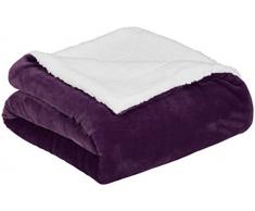 AmazonBasics - Decke aus Mikro-Kunstfell und Sherpa-Fleece - 220 x 240 cm, Pflaume