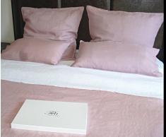 TETI 100% Leinen 2- teiliges Bettwäsche-Set Öko Tex Pastellrosa/Pastel Pink 1x135x200 1x80x80 Neu in Geschenkbox