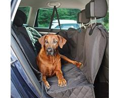 WOMA Hundedecke Auto Rückbank + Sicherheitsgurt für die sichere und saubere Autofahrt - 137x147cm - rutschfeste & wasserdichte Autoschondecke Hund Rücksitz mit Seitenschutz - Universell einsetzbar