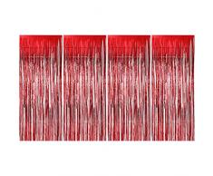 4 Packung Folie Vorhänge Metallic Fringe Vorhänge Schimmer Vorhang für Geburtstag Hochzeit Weihnachten Schmuck (Rot)
