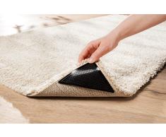 WohnDirect Teppich Anti Rutsch Unterlage Set - 4 Ecken - Plus 4 zusätzlichen Fixierungen - ideale Teppichunterlage Antirutsch für alle 4 Ecken - Größe ca. 11x11x15 cm – Schwarz