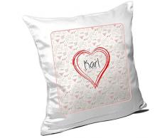 Kissen mit Namen Karl und schönem Herz mit vielen Liebes-Symbolen zum Valentinstag - Namenskissen - Kuschelkissen - Schmusekissen