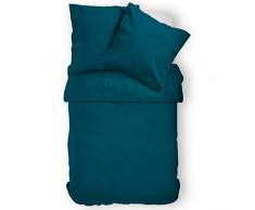 badtex24 2/3 TLG Uni Bettwäsche Bettgarnitur Bettbezug 135 155 200 x 200 220 Mikrofaser Ökotex Petrol 135cm x 200cm