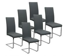 BEAUTEX Jersey Stuhlhussen Sets, elastische Stretch Husse Baumwolle Bi-Elastic, Farbe wählbar (Dunkelgrau 6er Set)