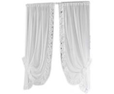 Linder 0390/10/501 Bonne Femme Vorhang für Gardinenstangen, einfarbig, Leinen, WeiÃ, 2 Stück, 95X150