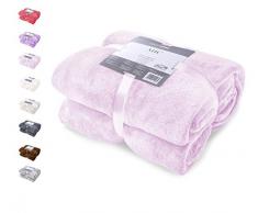 DecoKing Kuscheldecke 200x220 cm rosa Decke Microfaser Tagesdecke Fleece weich sanft kuschelig pink puderrosa powderpink Mic