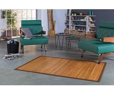 DE-COmmerce Bambusteppich Natural Maß ca. 200x250cm, 17mm Stege Natur mit brauner Bordüre