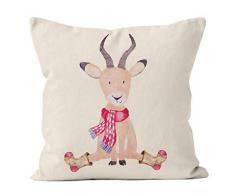 Nunubee Kissenbezug Hohe Qualität bettwäsche Wohnkultur Weihnachten-Serie Dekorative Kissenhülle Sofakissen zierkissen Elch Weihnachtsmann Gedruckt Glocke Elf Rentier Rudolph festive, Antilope 45x45cm