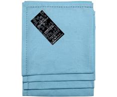 Homescapes Servietten Set 4 teilig hellblau unifarben 45 x 45 cm aus 100% reiner Baumwolle, Stoffservietten hellblau