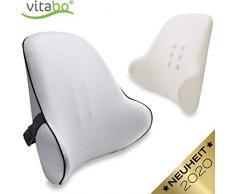 Vitabo Orthopädisches Rückenkissen - ergonomisches Lendenkissen I Lordosenstütze Rückenstütze für Büro Auto – Linderung von Rückenschmerzen (Grau)