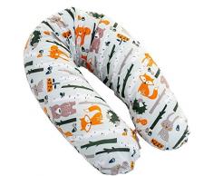 Stillkissen Lagerungskissen XXL170 cm inkl.Bezug Seitenschläferkissen NEU Baby * 100% Baumwolle * Füllung: Fillball (weich) (Waldtiere)