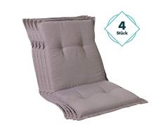 Homeoutfit24 Sun Garden 4-Stück Gartenstuhl-Auflage (103 x 52 x 8 cm) Prato, Niedriglehner Auflage in Anthrazit