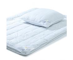 aqua-textil Soft Touch Bettdecke 4 Jahreszeiten 155 x 220 cm Set inkl 1x Kopfkissen 80 x 80 cm Winter Sommer Steppdecke