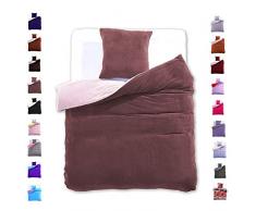 155x220 cm Bettwäsche mit 1 Kissenbezug 80x80 Mikrofaser Weich Warm Winter Kuschelig Bettbezug Bettwäschegarnitur braun beige brown Furry