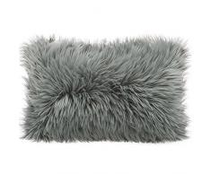 CelinaTex Cuddly Dekokissen 40 x 60 cm grau Langhaar Zierkissen dekoratives Fellimitat Nicki Sofakissen Kunstfell Kissen
