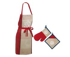 kela 390150 Küchenschürze, Topflappen und Topfhandschuh, Cupcake, 100% Baumwolle, Frida, Rot/Blau