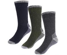 Herren Merinowolle Wandersocken – schwere weiche Thermo-Kissen Crew Socken (3 Stück) - mehrfarbig - Einheitsgröße