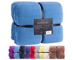 Feluna Kuscheldecke XXL Mikrofaser-Decke Tagesdecke Wohndecke mit Kaschmir-Touch 220 x 200 cm - Türkis-Blau