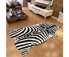 Homeure Teppich aus Rindsleder, Faux Rindsleder Drucken Mat Kunstfell Teppich Rutschfester Kuhfell-Teppich für Wohnzimmer Schlafzimmer Büro Stuhl Sofa,Zebra,200 * 300cm