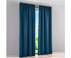 Eastery 2Er Pack Mikrofaser Blickdicht Vorhang Mit Kräuselband Wohnzimmer Verdunkelungsgardine Beige Einfacher Stil Bxh 140X145Cm (Color : Blau, Size : Bxh 140X225Cm)