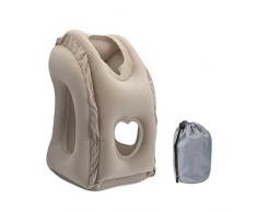 Aufblasbare Reisekissen Tragbare Kissen Nackenhörnchen, SGODDE Beflockung PVC Nackenkissen Kopfkissen mit Tragetasche, für Kopf Hals Rest Flugzeug Büro Zug Camping