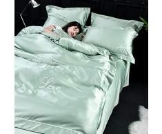 zlzty Super King Bettwäscheset, 4-teilige Bettwäsche aus gewaschener Seide, Einzelbettbezug, Jungen-Doppelbettbezug-Set@12_1.2, 3-teiliges Bettwäscheset