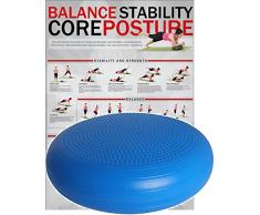 POWRX Ballsitzkissen mit Noppen I 50 cm Gleichgewichtskissen extra groß I XXL Balance-Kissen Blau PVC frei I Luftpad für Fitness, Yoga, Pilates