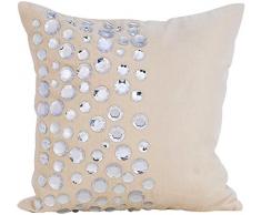 The HomeCentric Elfenbein Kissenbezüge 35 x 35 cm, Samt Kissenbezug, Handgemachte Dekokissenbezug Ecru - Crystal Moonstone