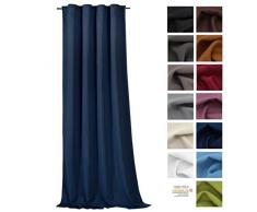 heimtexland ® Gardine Blickdicht Verdunklungsgardine mit Kräuselband und versteckten Schlaufen, Thermogardine, Verdunklungsvorhang,-lichtundurchlässig- HxB 245x135 cm TOP QUALITÄT Typ139 (dunkelblau)