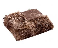 Viviland Kuschelige Weiche Kunstpelzdecke Kuscheldecke, Kunstfell, Felldecke, Webpelzdecke, Langhaar Wendedecke Hochwertige für Bett, Couch, Sofa,Tagesdecke,Braun,130x150cm