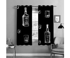 Xisheep Verdunkelungsvorhange,Ingredients for The Best Whiskey Taste Bottles Classes and Ice Cubes Seamless,Wohnzimmer,Schlafzimmer,Vorhang,Familienleben,Dekoration