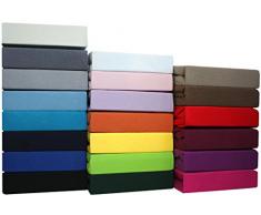 Farbenfrohes Jersey Spannbettlaken Spannbetttuch Bettlaken aus hautsympathischer 100% Baumwolle (200 x 220 cm Wasserbetten, Boxspringbetten, Apfelgrün / Hellgrün)