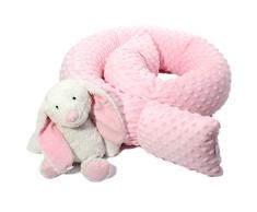 Bettschlange Bettrolle Nestchen Nestchenschlange Nackenrolle Babynest Bettumrandung Zugluftstopper Kissenrolle Babynestchen Minky 140 180 210 250 300 cm Hersteller(140 cm, Pink)