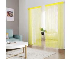 HSYLYM Fadenvorhänge Spaghetti-Türperlen, leicht, bunt, dicht, für Party-Dekorationen, Polyester, gelb, 90x200cm(35x79inch)