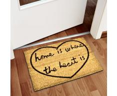 Relaxdays Fußmatte Kokos WHERE THE HEART IS 40 x 60cm Kokosmatte mit rutschfestem PVC Boden Fußabtreter aus Kokosfaser als Schmutzfangmatte und Sauberlaufmatte Fußabstreifer für Außen und Innen, braun