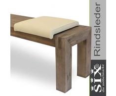 SIX Klemmkissen Sitzkissen Lederkissen Creme Weiss | Bankkissen Echt-Leder Rindsleder