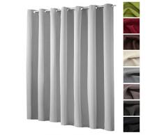 heimtexland ® XXL Ösenschal Verdunkelung HxB 245x275 cm Thermovorhang Verdunkelungsgardine Extra Breit Silber Grau Typ139