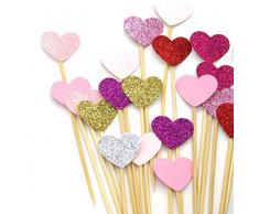 putwo 20 Zählt 6 Farben Pfirsich Herz Kuchen Dekoration Party Supplies Cupcake Topper – 7 Farben