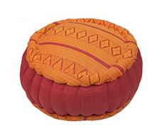 Zafu Meditationskissen mit Füllung aus Kapok, 35x20 cm (Thaimuster rot-orange)