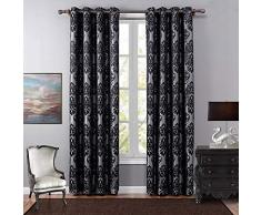 Naturer Blickdicht Gardinen mit Ösen 2 stück Thermo 240x140 Lang für Schlafzimmer Thermogardinen Jacquard Muster Verdunkelungsvorhänge Gardine Lichtundurchlässig