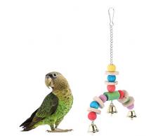 Vogel Holzschaukel Spielzeug Bunte Perlen Papagei Blöcke Lamellen Spielzeug Holzschaukel Hängendes Spielzeug Papagei Regenbogen Kletterspielzeug Vogelschaukel Käfig Ständer