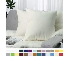 Lewondr Samt Kissenbezug 45x45cm, 2-Set Sanft Einfarbige Moderne Quadratische Kissen Hülle Zierkissenbezüge für Weihnachten Deko, Wohnzimmer, Sofa, Schlafzimmer, Auto, Pearl White