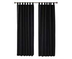 Deconovo Vorhang Blickdicht Schlaufen Gardinen Schlafzimmer Thermogardine Schlaufen Schlaufenschal 175x140 cm Schwarz 2er Set
