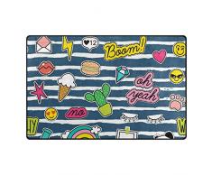 LUPINZ Flicken und Abzeichen Muster Teppich Eingang Weg Fußmatte Home Dec 78,7 x 50,8 cm/152,4 x 99,1 cm rutschfest waschbar verschleißfest, Polyester, 1, 60 x 39 inch