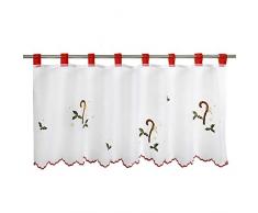 Tischdeckenshop24 Scheibengardine ZUCKERSTANGE für Küche und Kinderzimmer, weiße Wohnzimmer Bistrogardine, 45x115 cm, Moderne und transparente Gardine zu Weihnachten