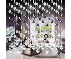 Vorhang,Vorhänge Kristall Glas Perlen Curtain Gardinen Wohnzimmer Schlafzimmer Fenster Tür Hochzeit Dekor Moginp (H)