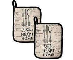 funihut 1 Paar Retro Ofenhandschuhe Baumwolle Anti-Rutsch Küche Backofen Handschuhe Hitzebeständig Topfhandschuhe Topflappen Für Kochen Backen Barbecue Hohe Temperaturbeständigkeit 300 Grad (Schwarz)