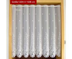 Heichkell Scheibengardine Voile Kurzstore Hohl Stickerei Vorhang Durchstangenzug Gardine Küche Tür Korridor Gardine Creme 1 Stück HöhexBreite 120x150cm