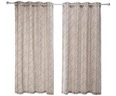 Elegance Leinenvorhang, luxuriös, schweres Jacquard-Fenster-Vorhang-Set, 137,2 x 213,4 cm, Braun, 2 Stück
